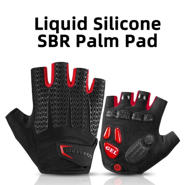 ROCKBROS Cycling Gloves SBR Pad Breathable Fingerless Gloves Shock Absorbtion Non-Slip Bicycle Gloves MTB Silicone Palm Rest - Image 3