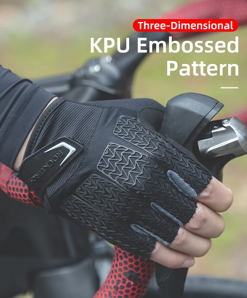 ROCKBROS Cycling Gloves SBR Pad Breathable Fingerless Gloves Shock Absorbtion Non-Slip Bicycle Gloves MTB Silicone Palm Rest