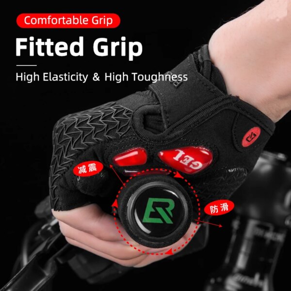 ROCKBROS Cycling Gloves SBR Pad Breathable Fingerless Gloves Shock Absorbtion Non-Slip Bicycle Gloves MTB Silicone Palm Rest - Image 4
