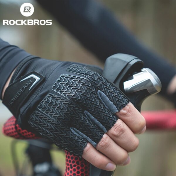 ROCKBROS Cycling Gloves SBR Pad Breathable Fingerless Gloves Shock Absorbtion Non-Slip Bicycle Gloves MTB Silicone Palm Rest - Image 2