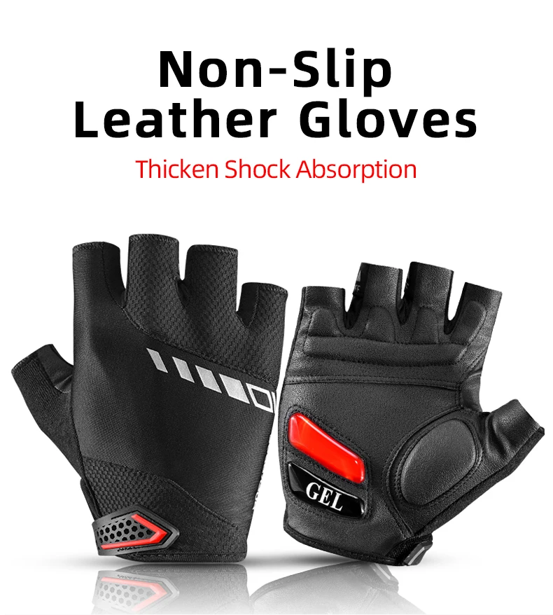 ROCKBROS Cycling Gloves SBR Pad Breathable Fingerless Gloves Shock Absorbtion Non-Slip Bicycle Gloves MTB Silicone Palm Rest