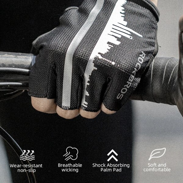 ROCKBROS Cycling Gloves SBR Pad Breathable Fingerless Gloves Shock Absorbtion Non-Slip Bicycle Gloves MTB Silicone Palm Rest - Image 6