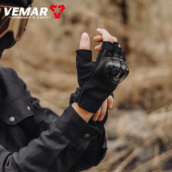 Summer Retro Half Finger Motorcycle Gloves Men Breathable Leather Fingerless Gloves Motocross Cycling Luvas Moto Guantes - Image 3