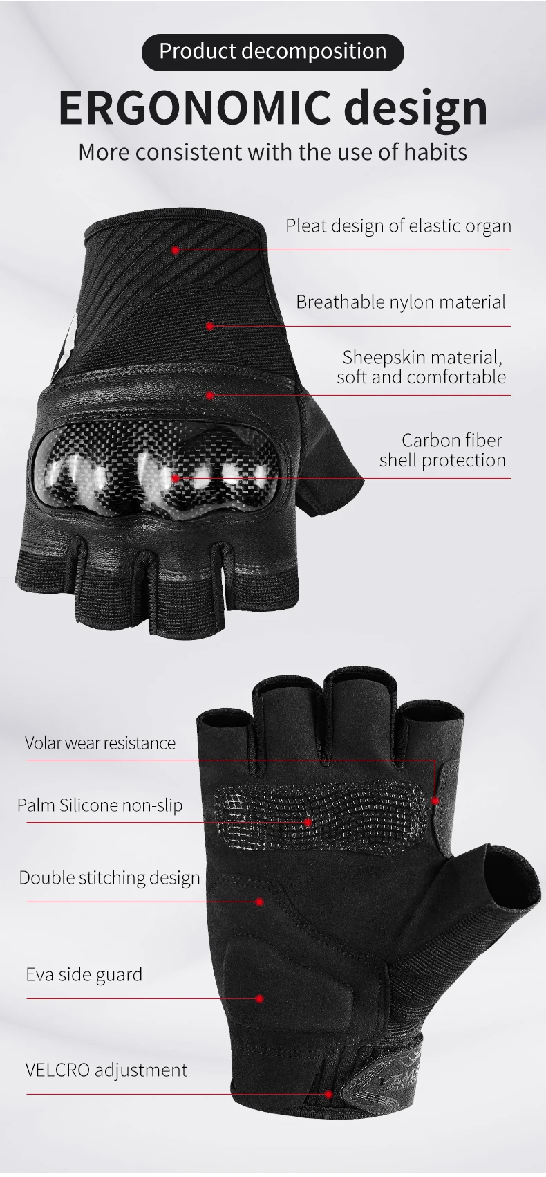 Summer Retro Half Finger Motorcycle Gloves Men Breathable Leather Fingerless Gloves Motocross Cycling Luvas Moto Guantes