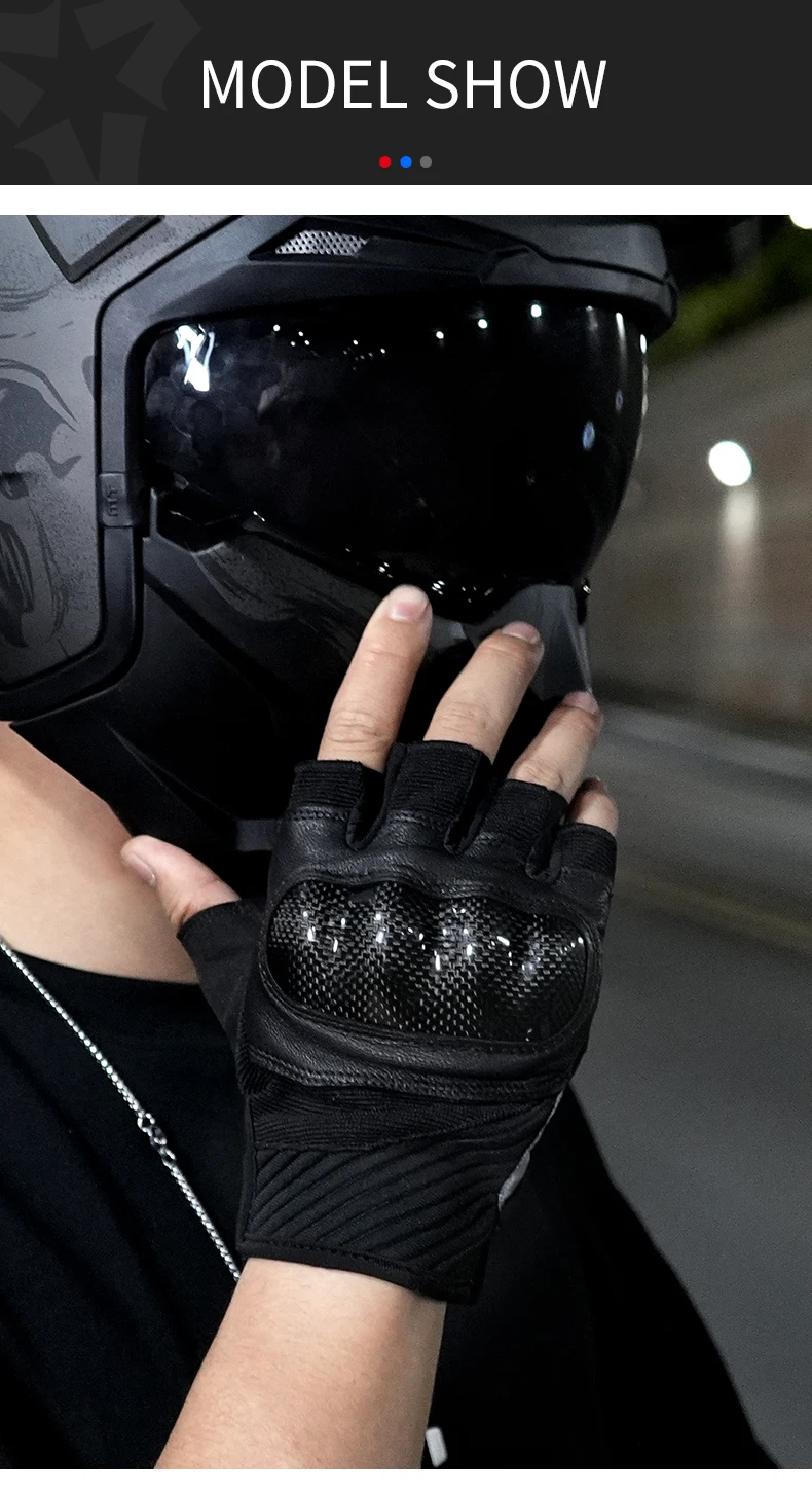Summer Retro Half Finger Motorcycle Gloves Men Breathable Leather Fingerless Gloves Motocross Cycling Luvas Moto Guantes