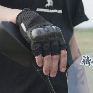 Summer Retro Half Finger Motorcycle Gloves Men Breathable Leather Fingerless Gloves Motocross Cycling Luvas Moto Guantes