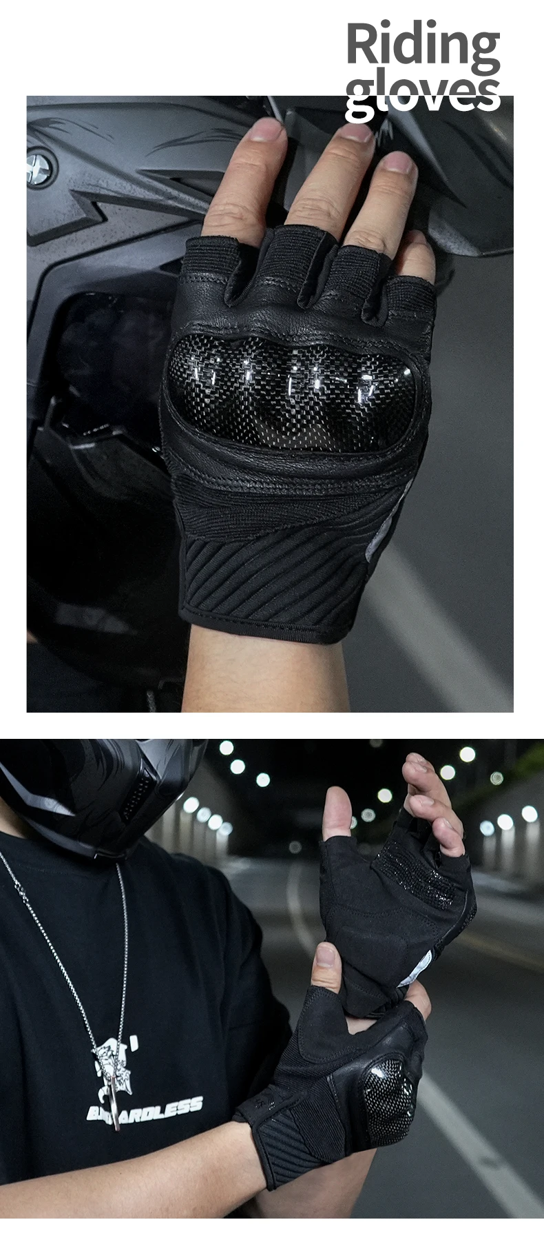 Summer Retro Half Finger Motorcycle Gloves Men Breathable Leather Fingerless Gloves Motocross Cycling Luvas Moto Guantes