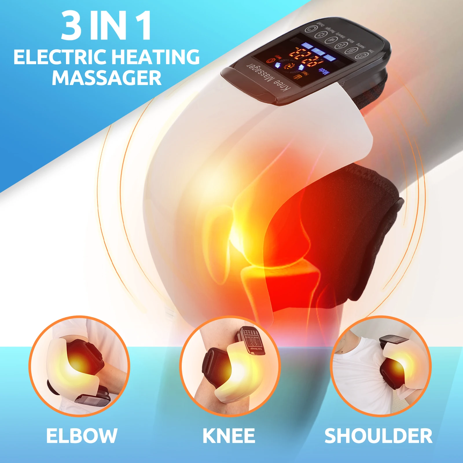 Wireless Knee Massager Electric Heating Kneepad Red Light Knee Care Vibration Massage Hot Compress Airbag Wrap Leg Relaxation