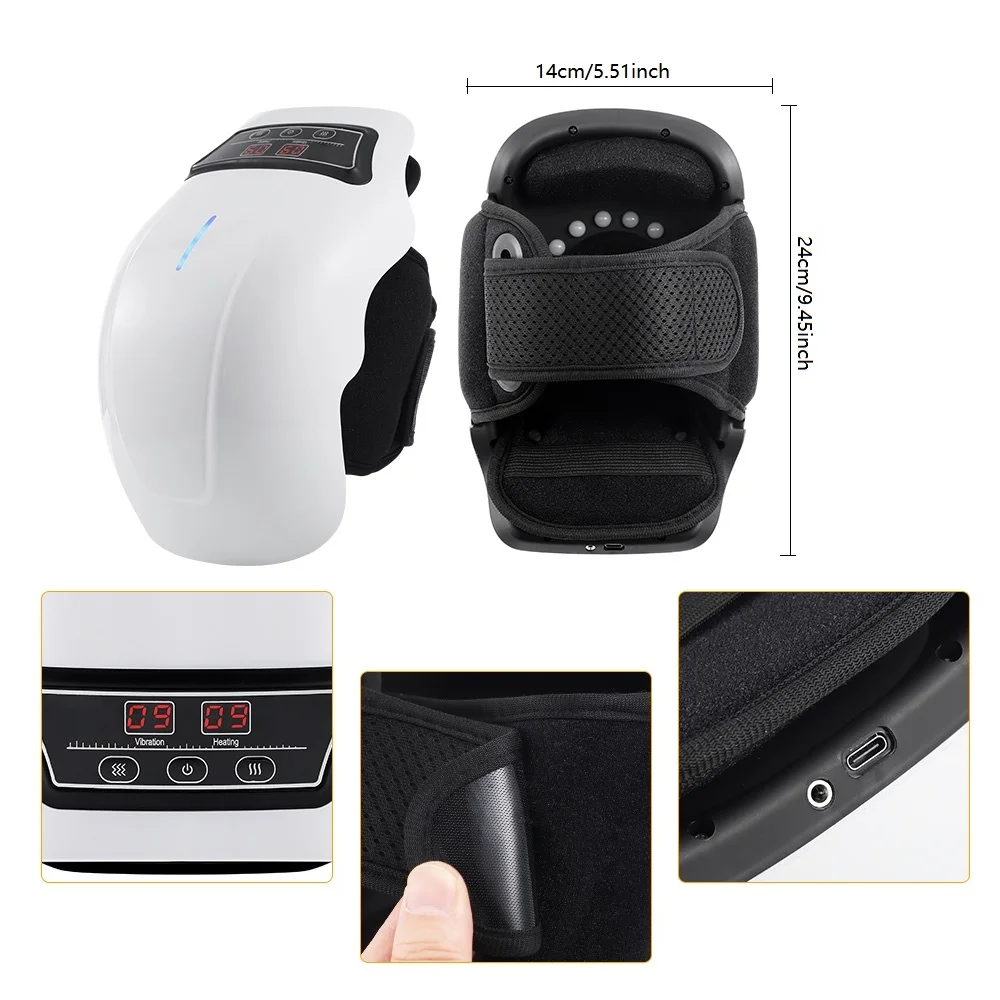 Wireless Knee Massager Electric Heating Kneepad Red Light Knee Care Vibration Massage Hot Compress Airbag Wrap Leg Relaxation