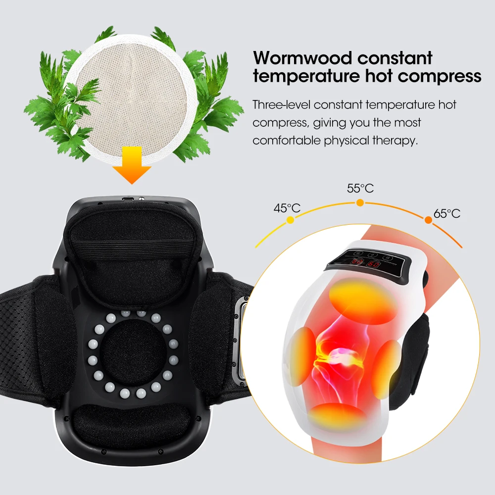 Wireless Knee Massager Electric Heating Kneepad Red Light Knee Care Vibration Massage Hot Compress Airbag Wrap Leg Relaxation