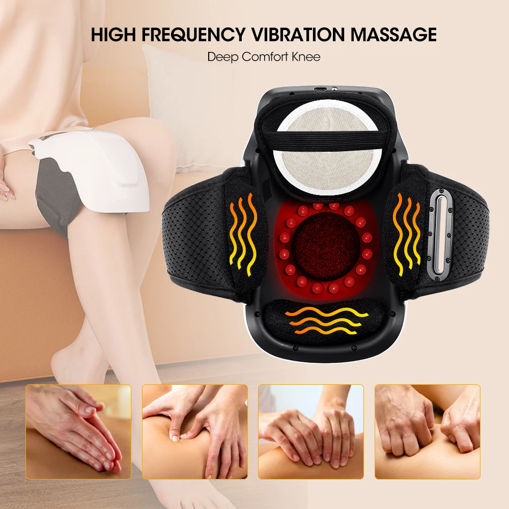 Wireless Knee Massager Electric Heating Kneepad Red Light Knee Care Vibration Massage Hot Compress Airbag Wrap Leg Relaxation
