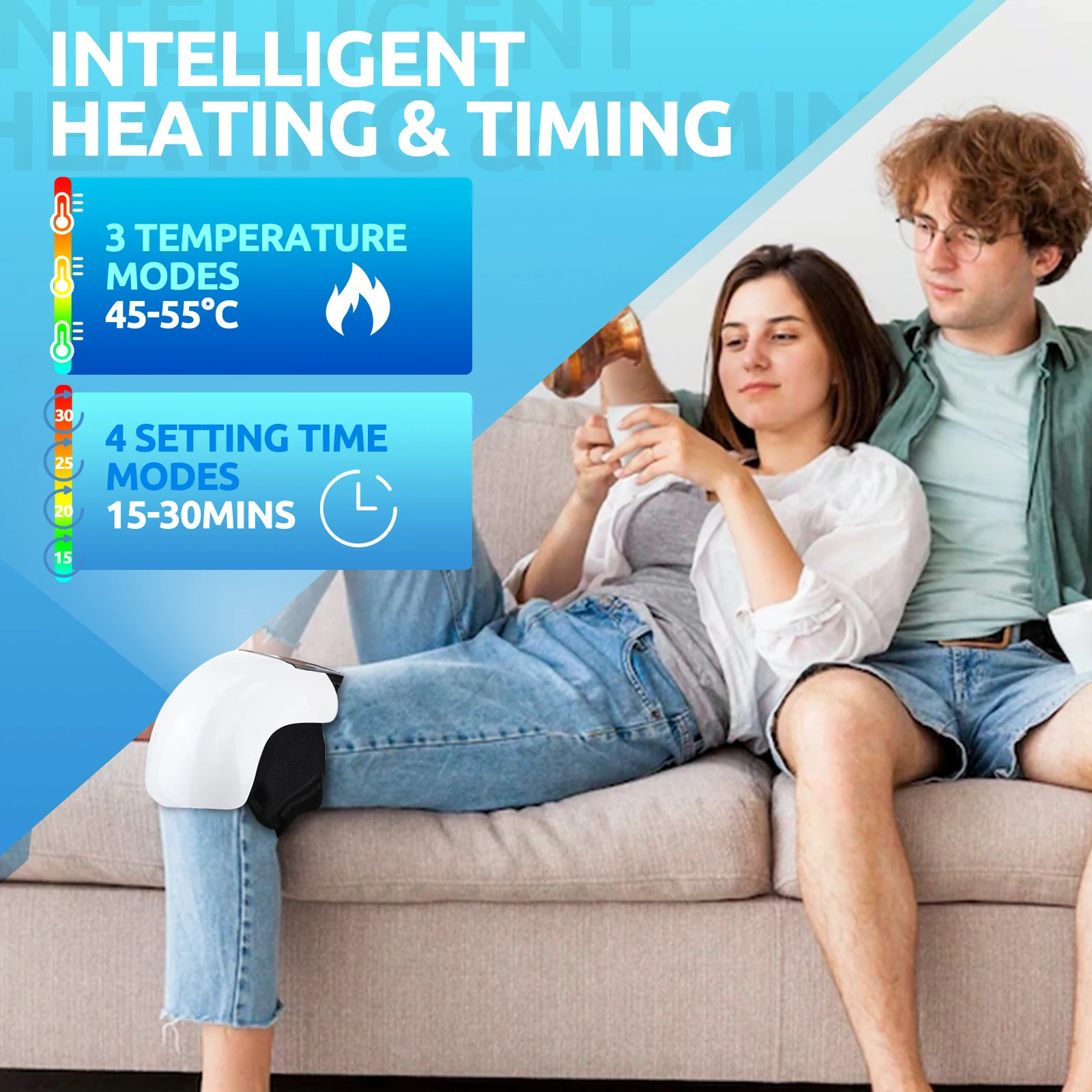 Wireless Knee Massager Electric Heating Kneepad Red Light Knee Care Vibration Massage Hot Compress Airbag Wrap Leg Relaxation