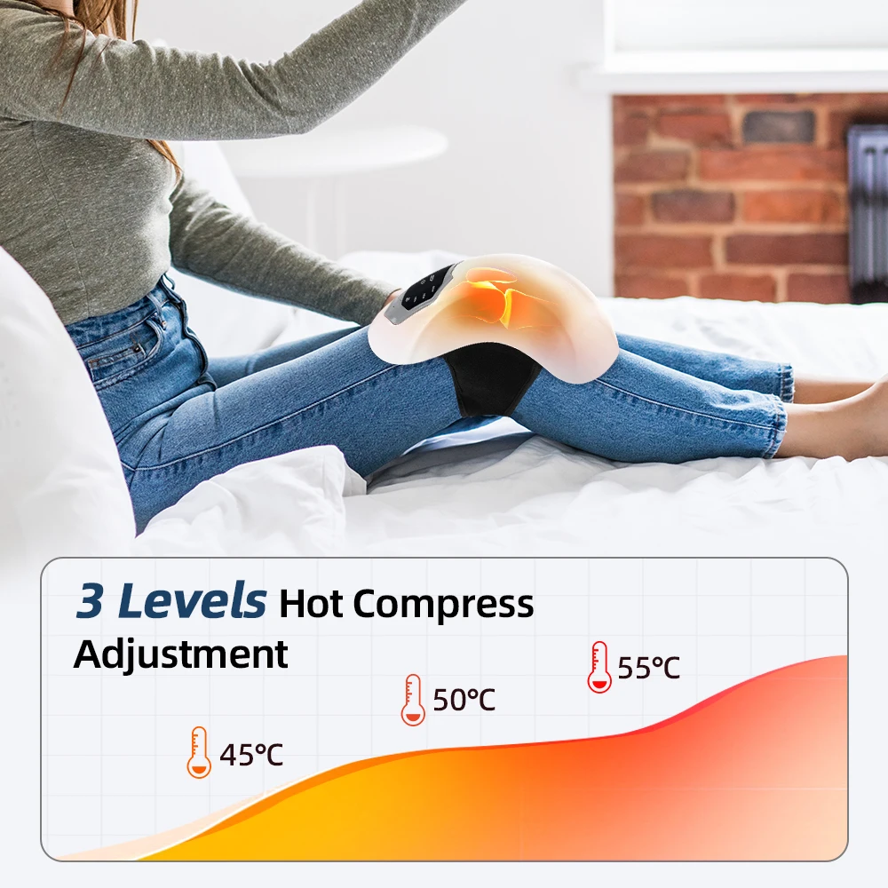 Wireless Knee Massager Electric Heating Kneepad Red Light Knee Care Vibration Massage Hot Compress Airbag Wrap Leg Relaxation