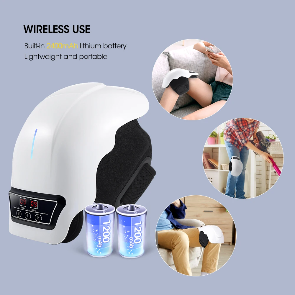 Wireless Knee Massager Electric Heating Kneepad Red Light Knee Care Vibration Massage Hot Compress Airbag Wrap Leg Relaxation