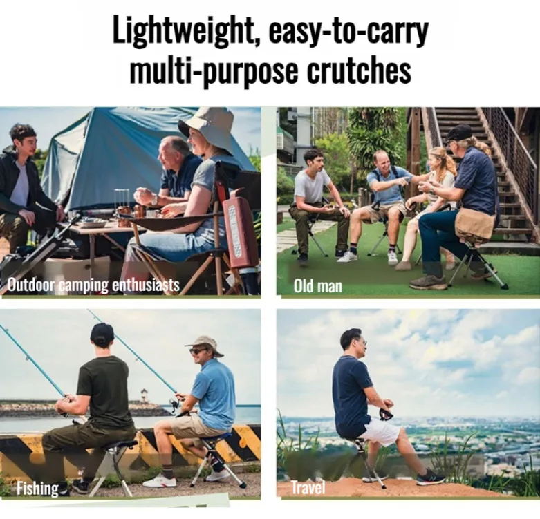 Outdoor Collapsible Cane Chair Elderly Walking Stool Light Mountaineering Cane Aluminum Alloy Foldable Walking Cane with Seat