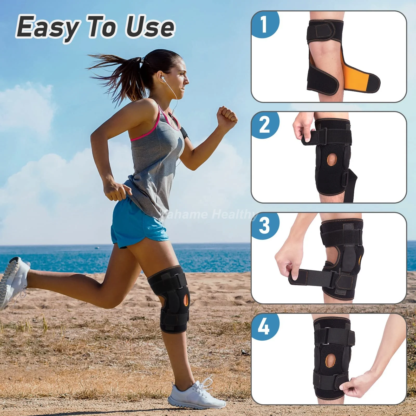 1PC Orthopedic Knee Pad Brace Pain Relief Support Compression Hinged Knee Protector Strap Tendon Ligament Meniscus for Men Women