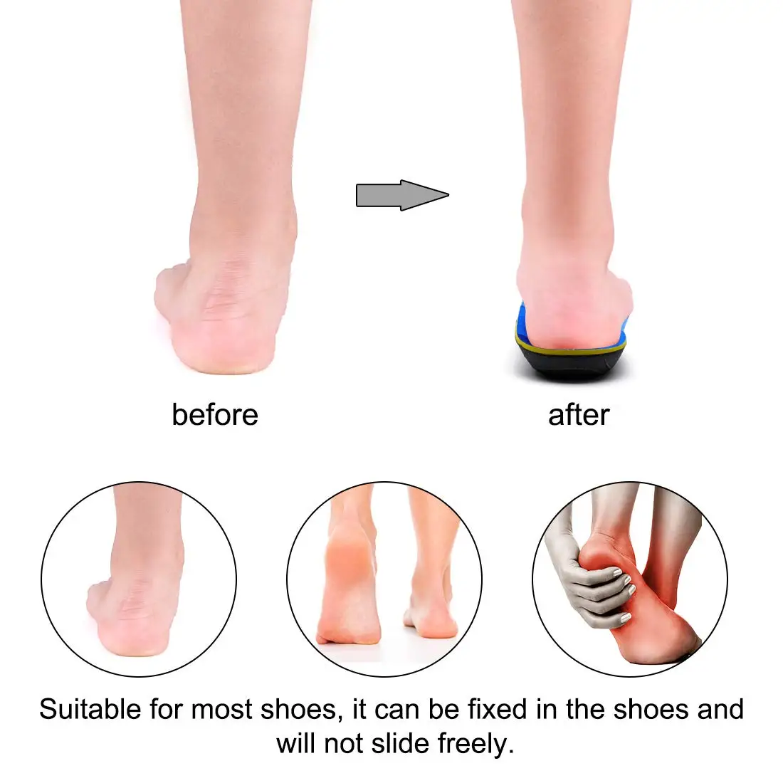 Flat Feet Template Arch Support Orthopedic Insoles,Men Women Plantar Fasciitis Heel Pain Orthotics Insoles Sneakers Shoe Inserts