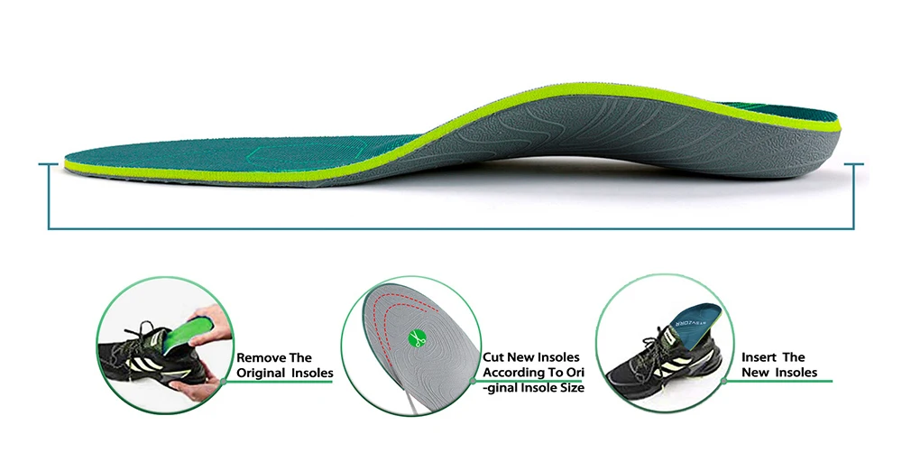 Flat Feet Template Arch Support Orthopedic Insoles,Men Women Plantar Fasciitis Heel Pain Orthotics Insoles Sneakers Shoe Inserts