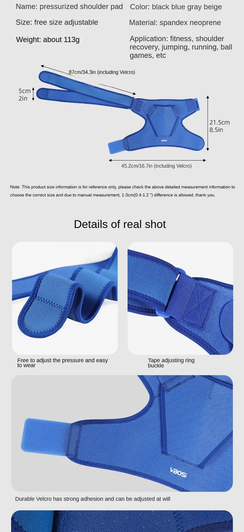 Shoulder Support Brace with Pressure Pad for Men Women, Adjustable Shoulder Brace for Torn Rotator Cuff, Tendonitis, Dislocation