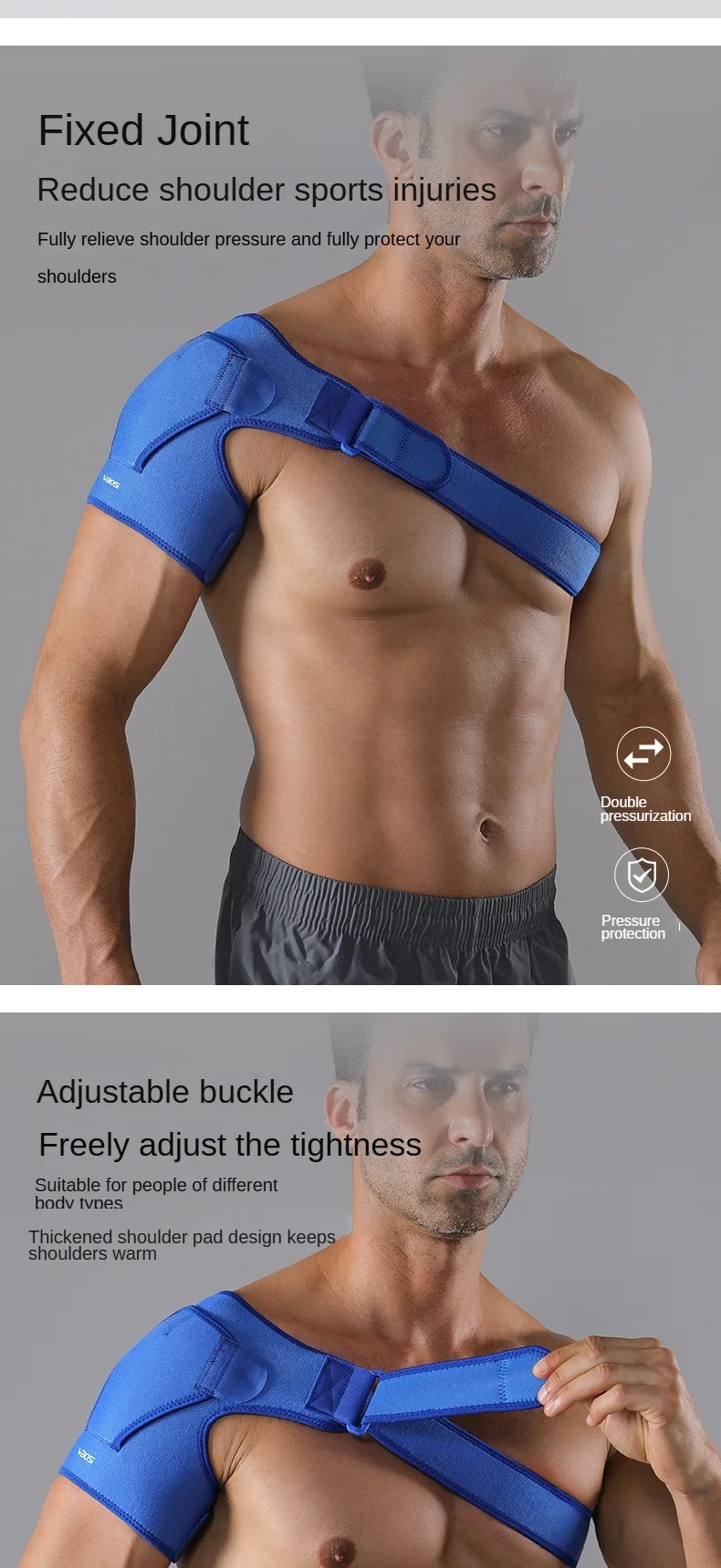 Shoulder Support Brace with Pressure Pad for Men Women, Adjustable Shoulder Brace for Torn Rotator Cuff, Tendonitis, Dislocation