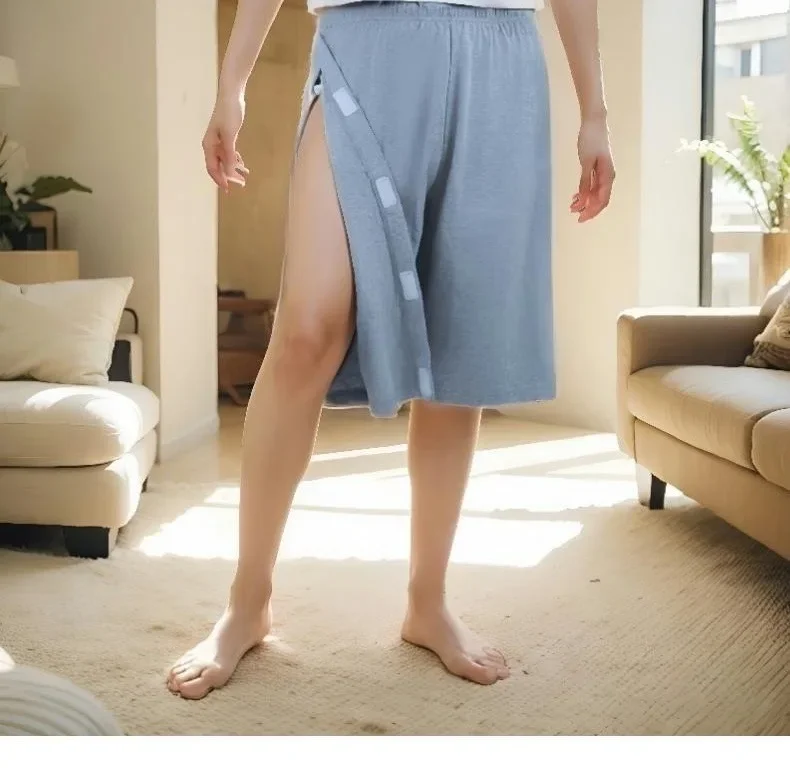 Easy-To-Wear Detachable Orthopedic Surgery Hospital Bed Patient Shorts For Elderly Post-Surgery Full-Open Protection Short Pants