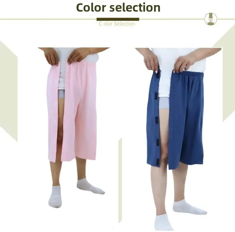 Easy-To-Wear Detachable Orthopedic Surgery Hospital Bed Patient Shorts For Elderly Post-Surgery Full-Open Protection Short Pants
