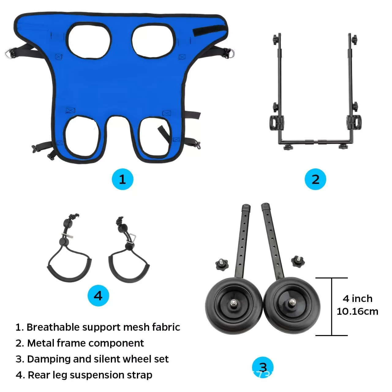 Disabled Dog Wheelchair Cart Adjustable Pet Mobility Aids with Wheels Pet Cat Dog Rehabilitation Walking Mobility Aid Troll
