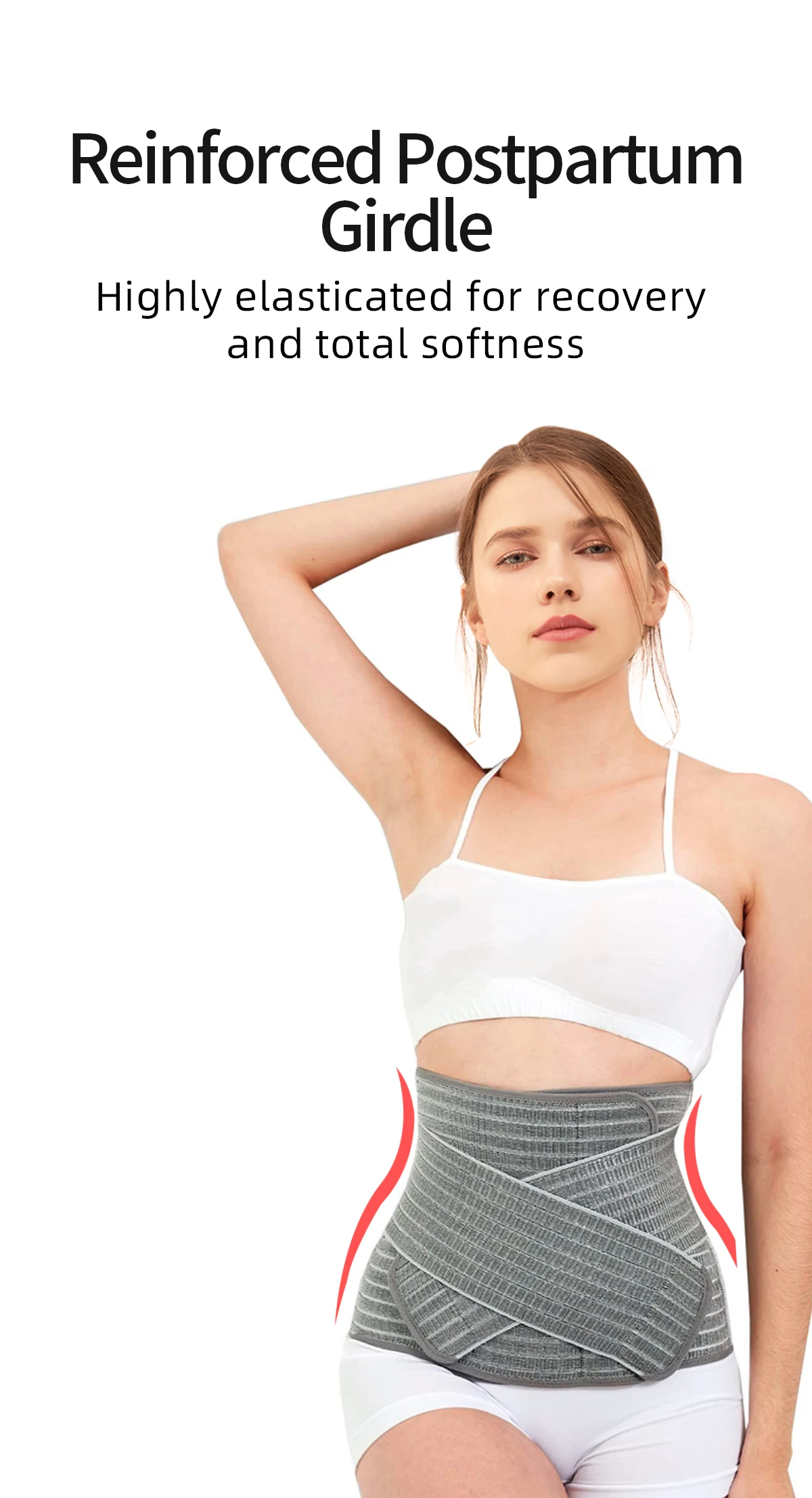 Sunveno Postpartum Belly Band Girdle for Postnatal Adjustable Belly Wrap C-section Recovery Binder Abdominal Support 