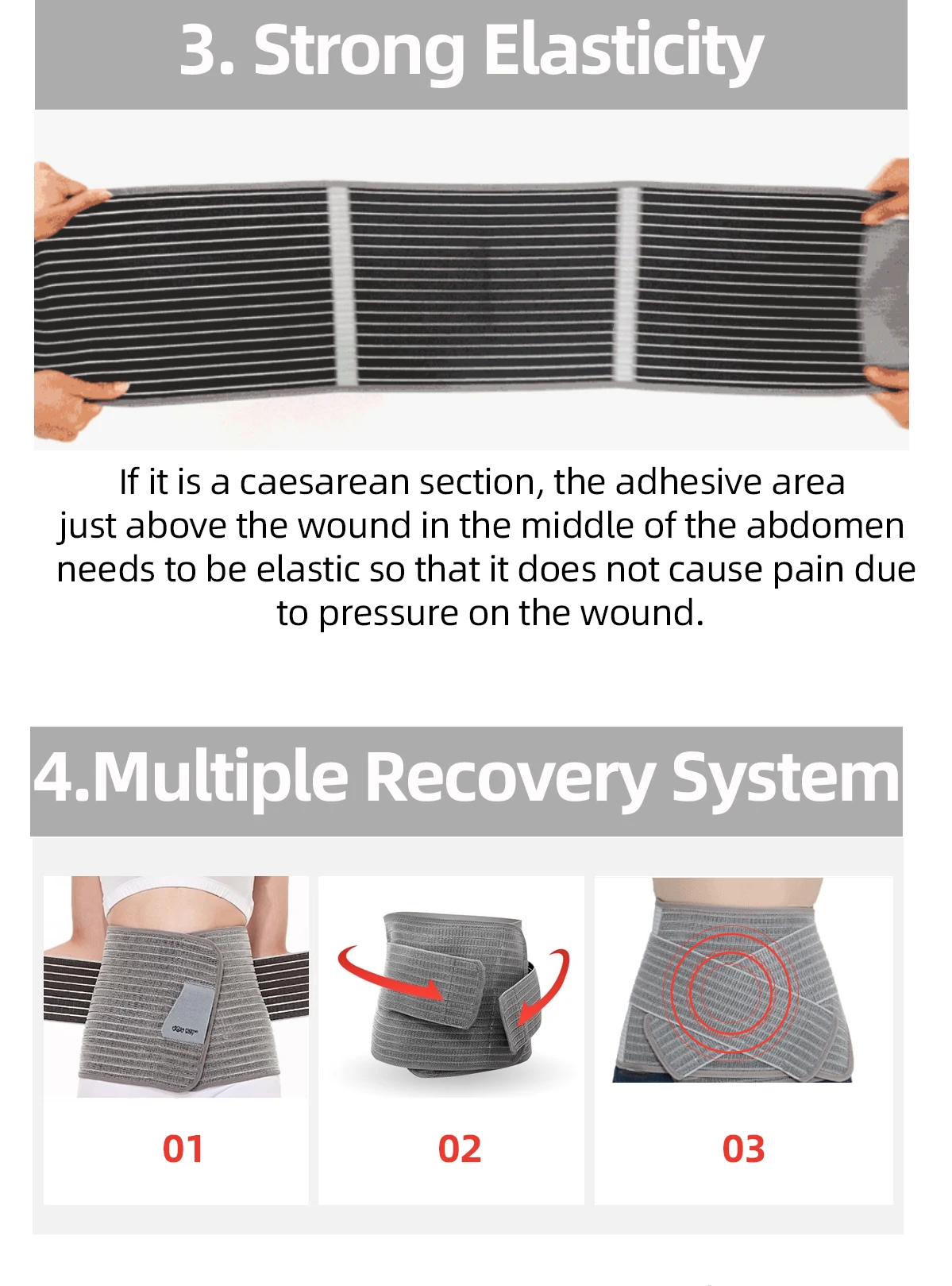 Sunveno Postpartum Belly Band Girdle for Postnatal Adjustable Belly Wrap C-section Recovery Binder Abdominal Support 