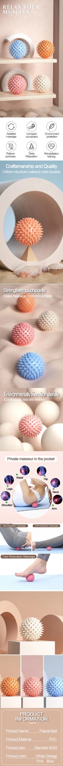 Foot massage ball with spikes pilates yoga Sports Fitness Muscle Relaxation  massage ball plantar fasciitis therapy ball AMQ001