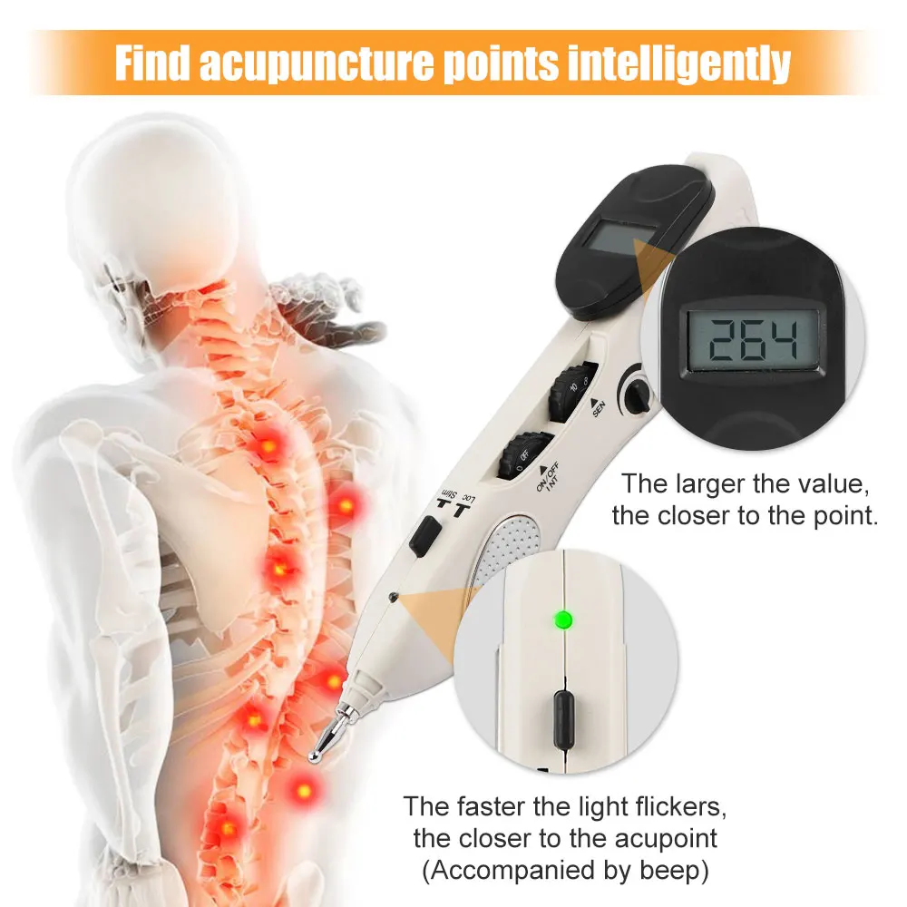 Electronic Acupuncture Pen Point Detector Acupressure Massage Electric Acupuncture Meridian Pen Pain Therapy Face Care Health