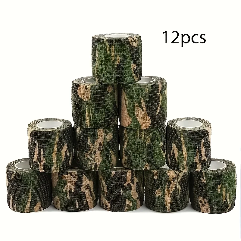 6/12 rolls of camouflage self-adhesive tape, non-woven cohesive bandage wraps, pet bandages, camouflage camouflage tape