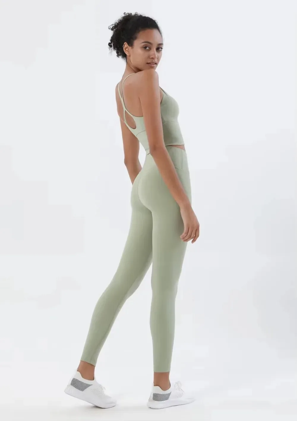 Women's Naked Feeling 2 Piece Gym Set - Seamless Sports Bra & High Waist Leggings, Shockproof Breathable Fitness Clothing, S-XL