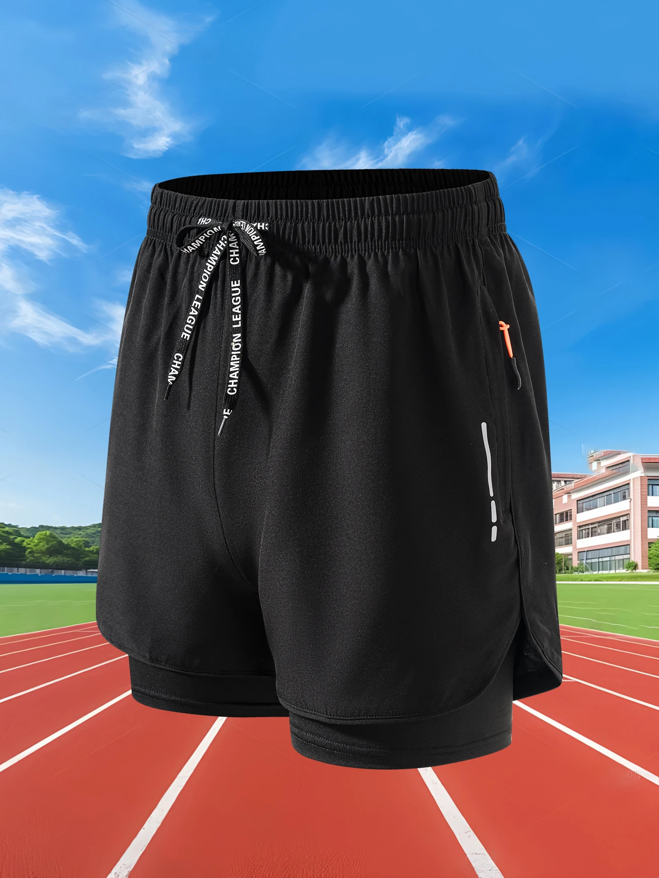 Summer Men Running Shorts Fitness Gym Training 2 in 1 Sports Shorts Quick Dry WorkoutJogging Double Deck Shorts