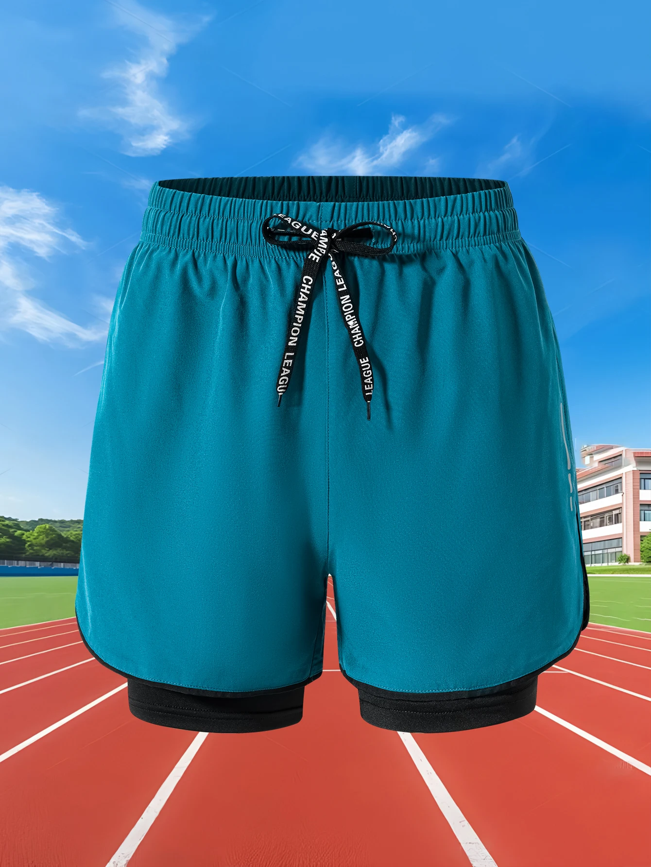 Summer Men Running Shorts Fitness Gym Training 2 in 1 Sports Shorts Quick Dry WorkoutJogging Double Deck Shorts