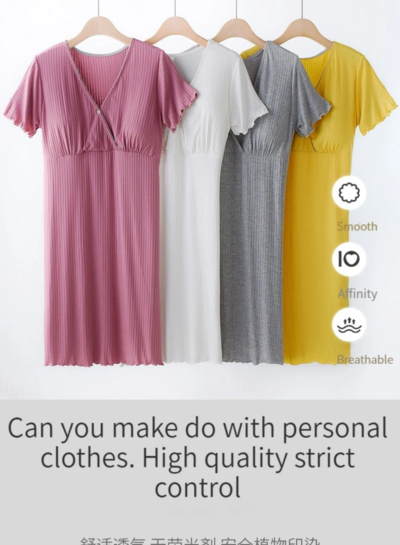 Modal Maternity Clothes Breastfeeding Nightgowns Nursing Sleepwear Hospital Loose Fitting Breast Feeding Pajamas Pregnancy Dress