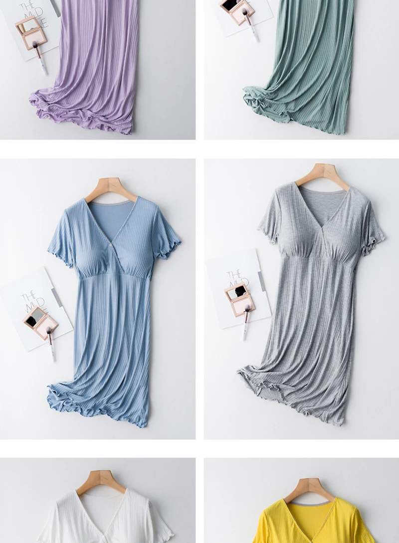 Modal Maternity Clothes Breastfeeding Nightgowns Nursing Sleepwear Hospital Loose Fitting Breast Feeding Pajamas Pregnancy Dress