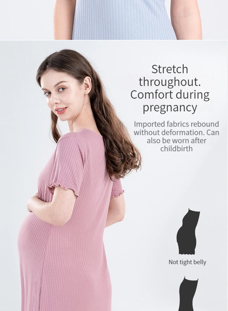 Modal Maternity Clothes Breastfeeding Nightgowns Nursing Sleepwear Hospital Loose Fitting Breast Feeding Pajamas Pregnancy Dress