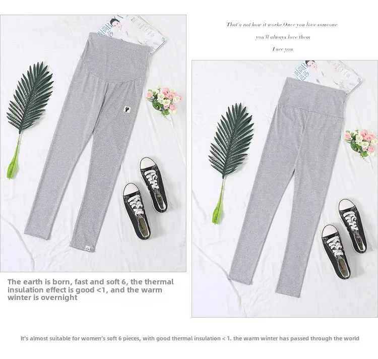 High Waist Thin Summer Maternity Pants Nine Points Base Layer Small Footed Pants Pregnancy Outerwear Cat Pattern Maternity Trous