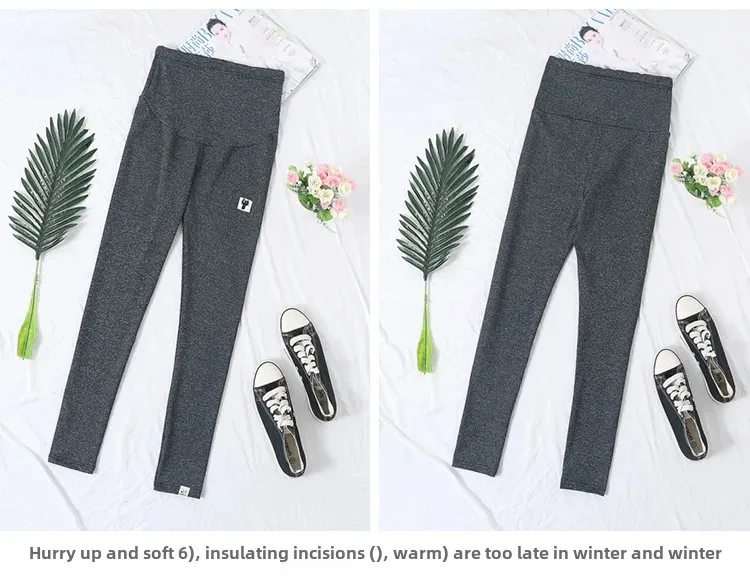 High Waist Thin Summer Maternity Pants Nine Points Base Layer Small Footed Pants Pregnancy Outerwear Cat Pattern Maternity Trous
