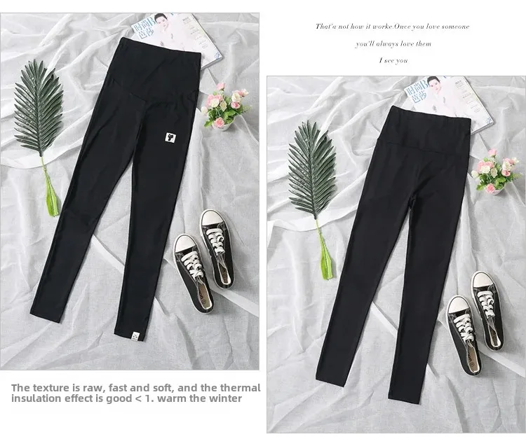 High Waist Thin Summer Maternity Pants Nine Points Base Layer Small Footed Pants Pregnancy Outerwear Cat Pattern Maternity Trous