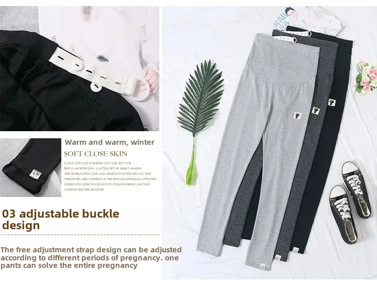 High Waist Thin Summer Maternity Pants Nine Points Base Layer Small Footed Pants Pregnancy Outerwear Cat Pattern Maternity Trous