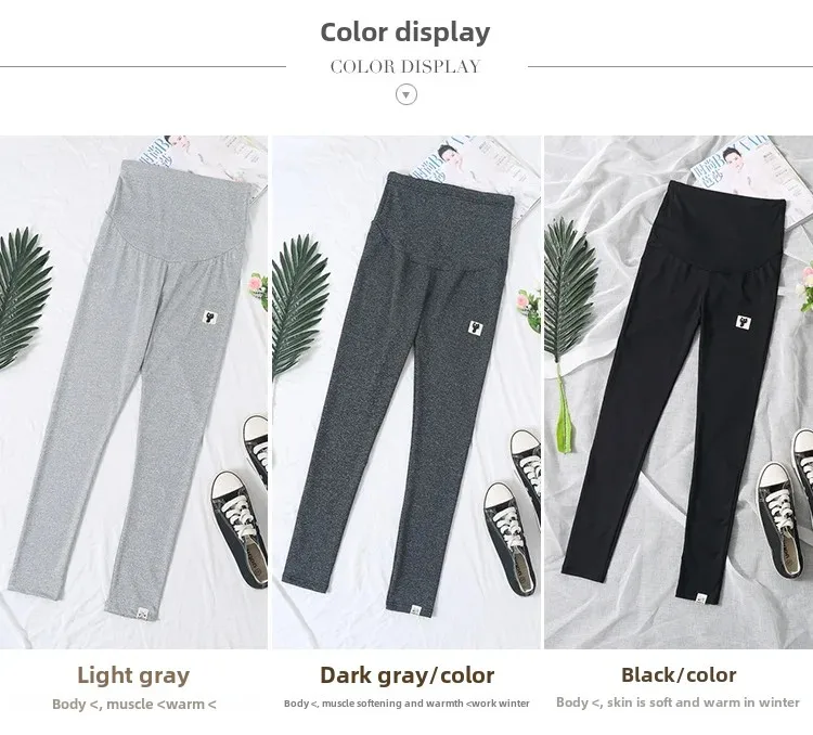 High Waist Thin Summer Maternity Pants Nine Points Base Layer Small Footed Pants Pregnancy Outerwear Cat Pattern Maternity Trous
