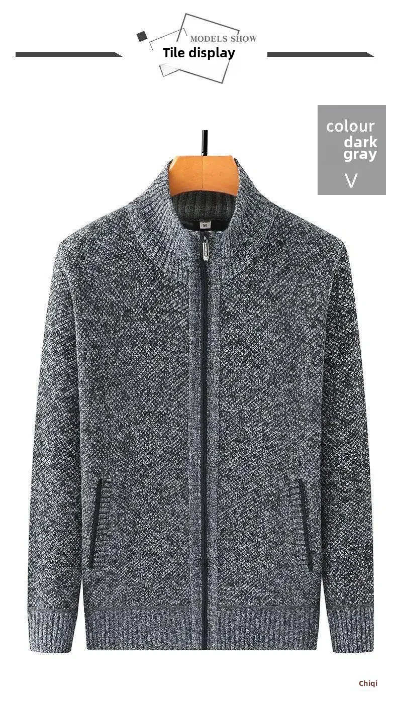 Knitzip-up Cardigan Men's Autumn/winter Thickened Sweater For Middle-aged Elderly Father Thickened Jacket Clearance Sale