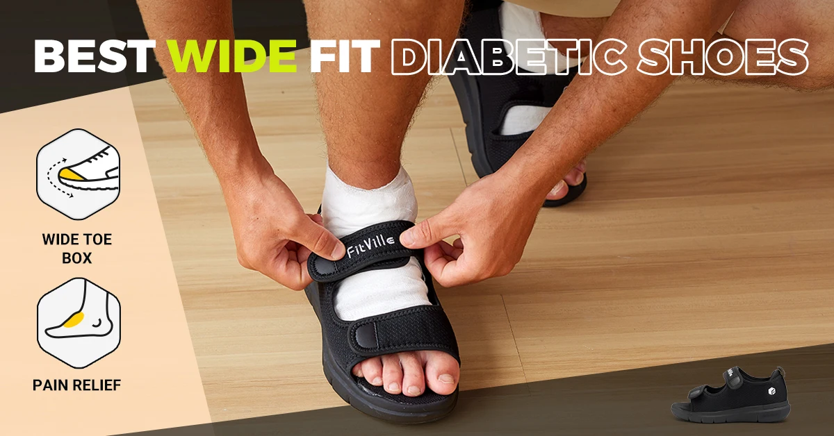 FitVille Men'S Sandals Summer Flat Shoes Widened Elderly Casual Shoe Breathable Lightweight For Plantar Fasciitis Pain Relief