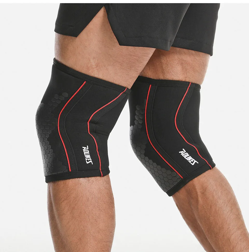 AOLIKES Rodilleras para levantamiento de pesas, rodilleras de neopreno premium de 7 mm de grosor para levantamiento de pesas para sentadillas, levantamiento de pesas y levantamiento de pesas