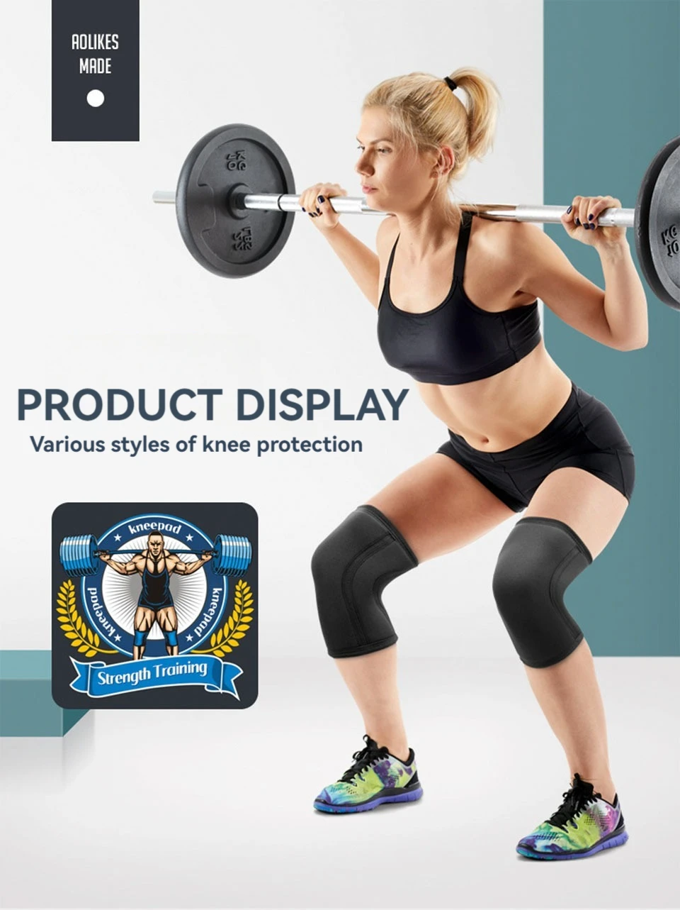 AOLIKES Rodilleras para levantamiento de pesas, rodilleras de neopreno premium de 7 mm de grosor para levantamiento de pesas para sentadillas, levantamiento de pesas y levantamiento de pesas