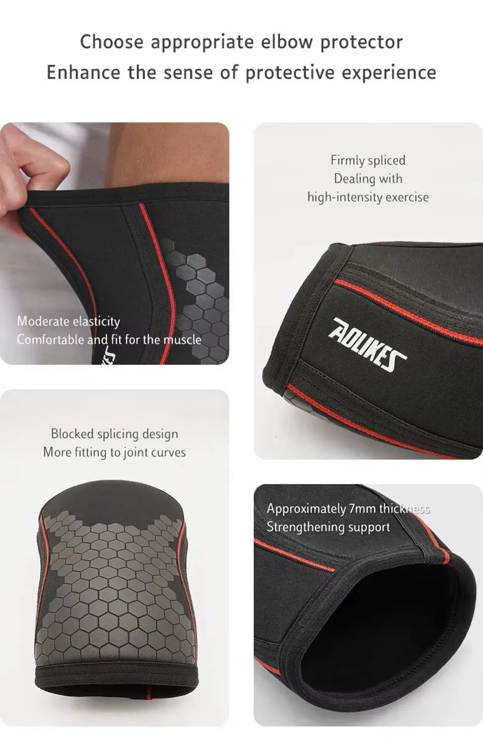 AOLIKES rodilleras de neopreno de 7mm para levantamiento de pesas (par) rodillera de compresión soporte para sentadillas Crossfit entrenamiento