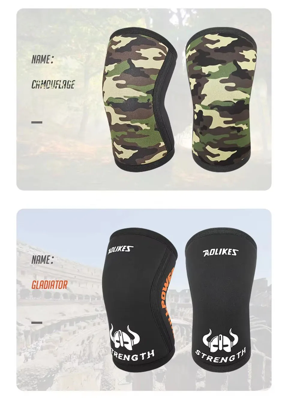 AOLIKES rodilleras de neopreno de 7mm para levantamiento de pesas (par) rodillera de compresión soporte para sentadillas Crossfit entrenamiento