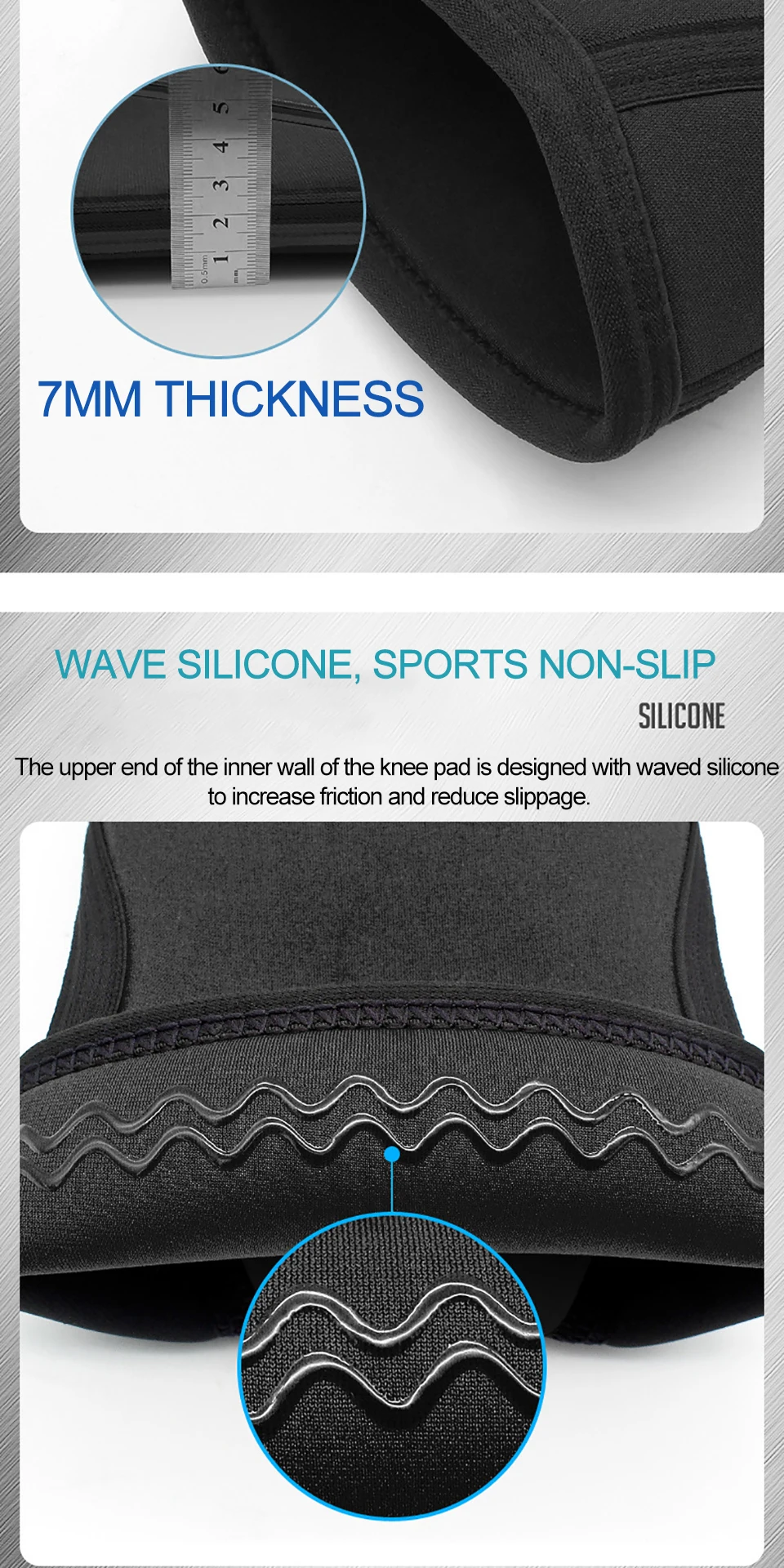 AOLIKES rodilleras de neopreno de 7mm para levantamiento de pesas (par) rodillera de compresión soporte para sentadillas Crossfit entrenamiento